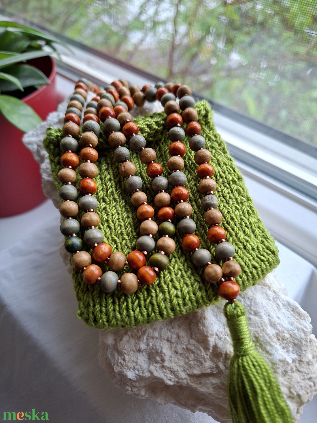 108 szemes meditációs mala szett � Csendes Föld / Mohafény (8mm) - otthon & életmód - dekoráció - spiritualitás - mala - Meska.hu