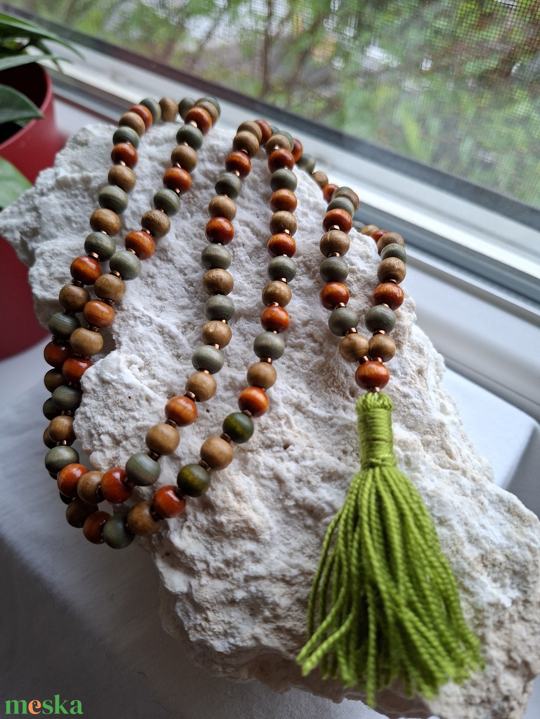 108 szemes meditációs mala szett � Csendes Föld / Mohafény (8mm) - otthon & életmód - dekoráció - spiritualitás - mala - Meska.hu
