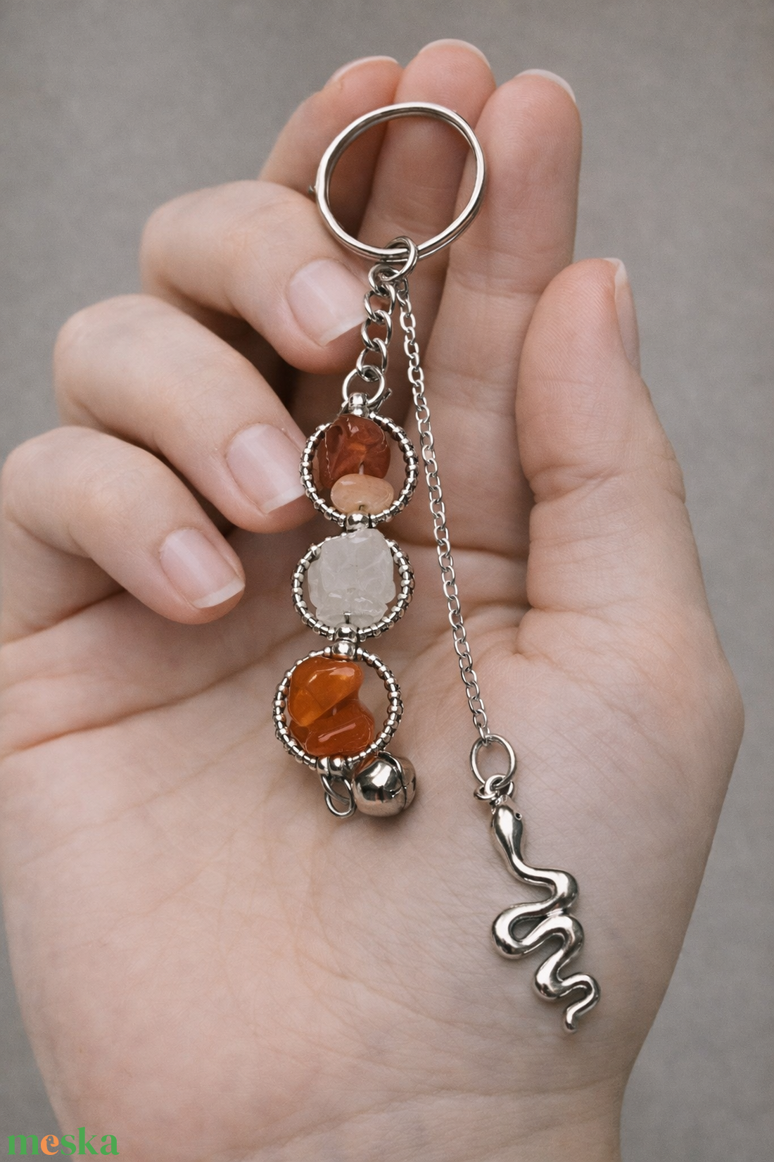 Ásványos kulcstartó medállal  - táska & tok - kulcstartó & táskadísz - kulcstartó - Meska.hu