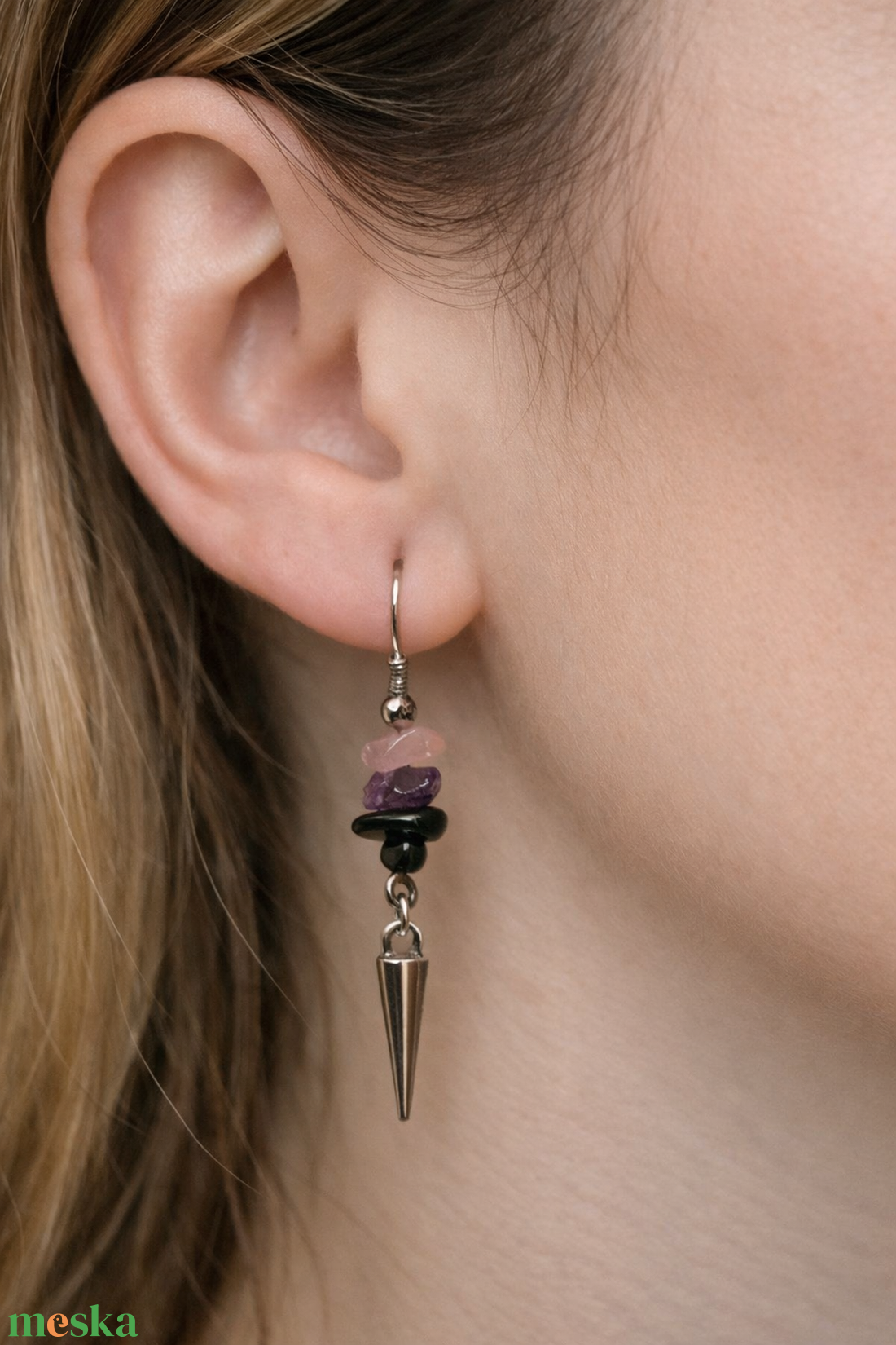 Ásványos lógó fülbevaló  - ékszer - fülbevaló - lógó fülbevaló - Meska.hu