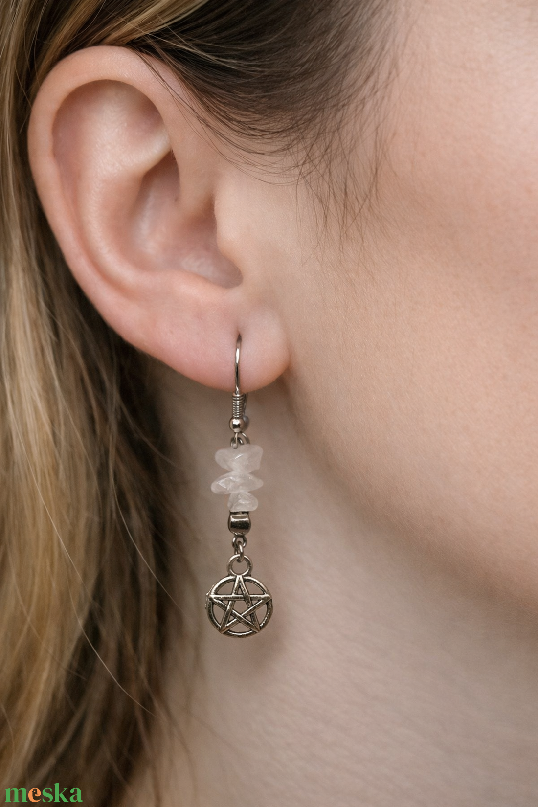 Ásványos lógó fülbevaló  - ékszer - fülbevaló - lógó fülbevaló - Meska.hu