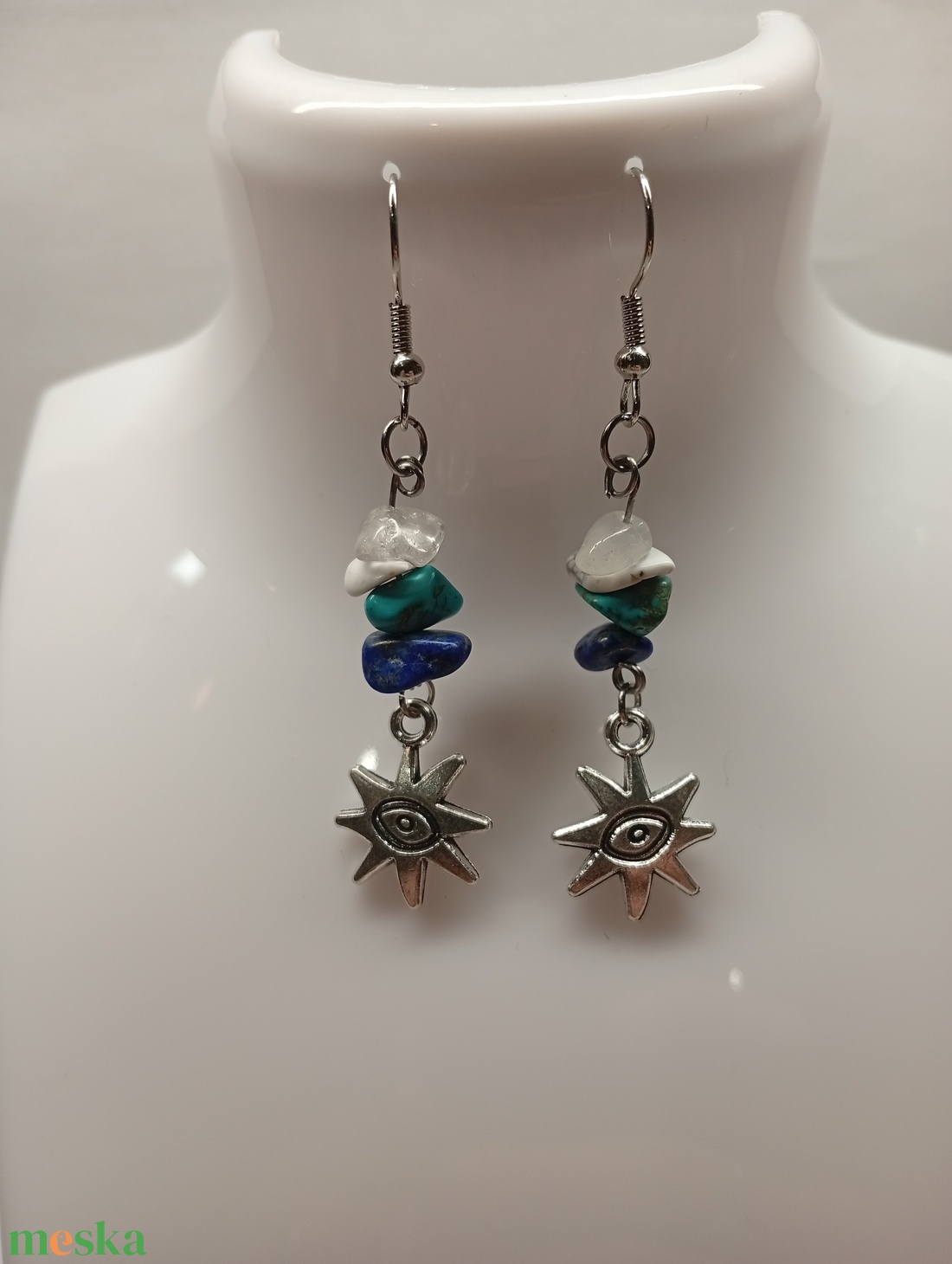 Ásványos lógó fülbevaló  - ékszer - fülbevaló - lógó fülbevaló - Meska.hu