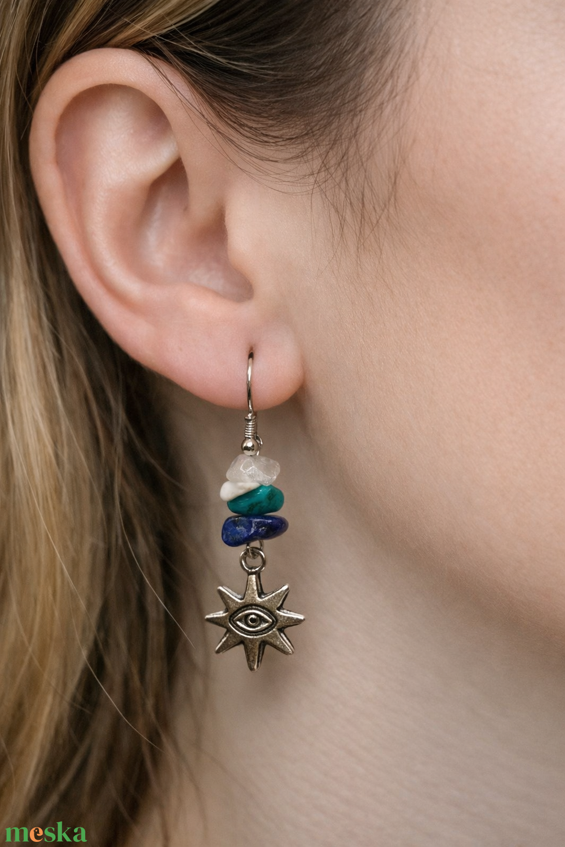Ásványos lógó fülbevaló  - ékszer - fülbevaló - lógó fülbevaló - Meska.hu