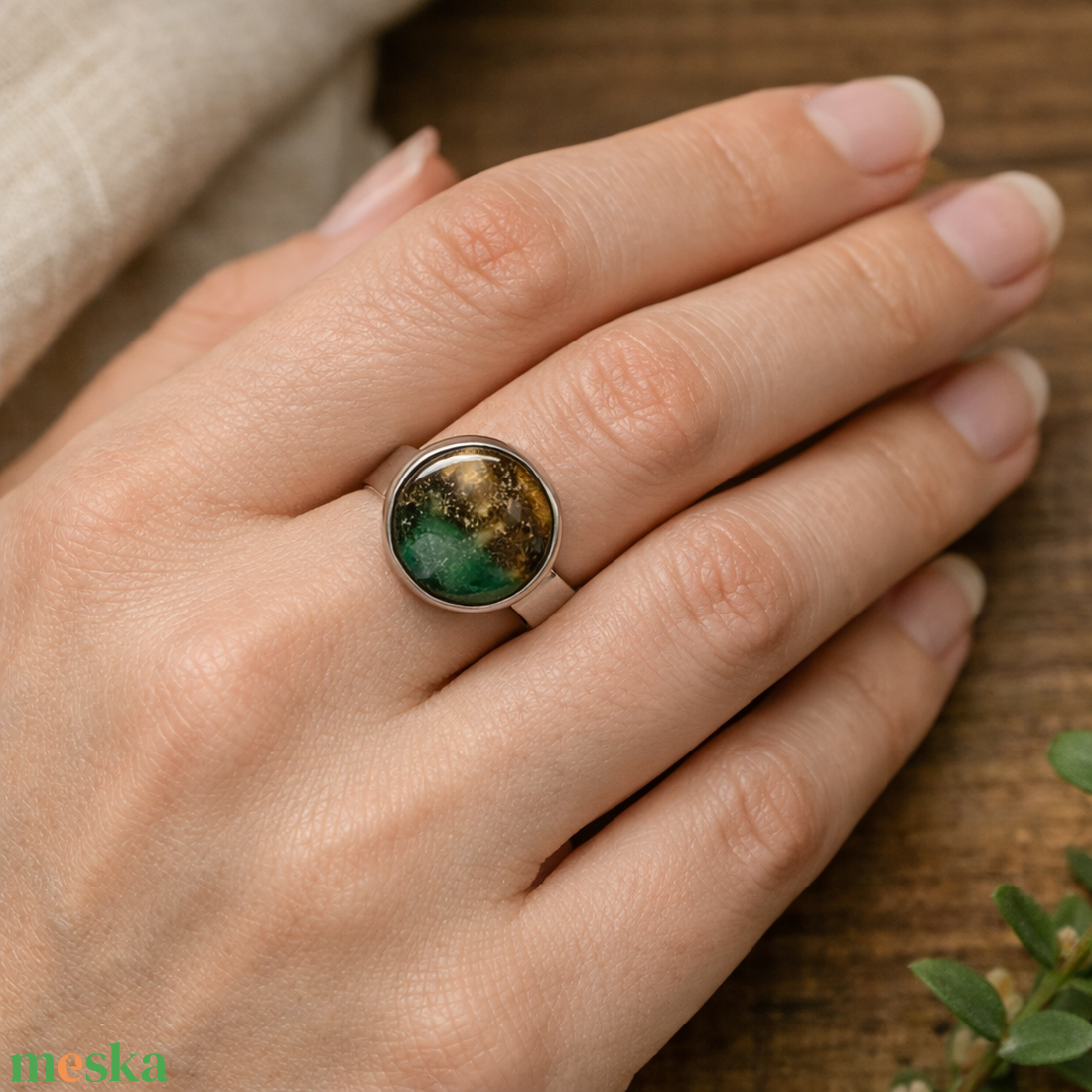 Ásványos gyűrű  - ékszer - gyűrű - üveglencsés gyűrű - Meska.hu