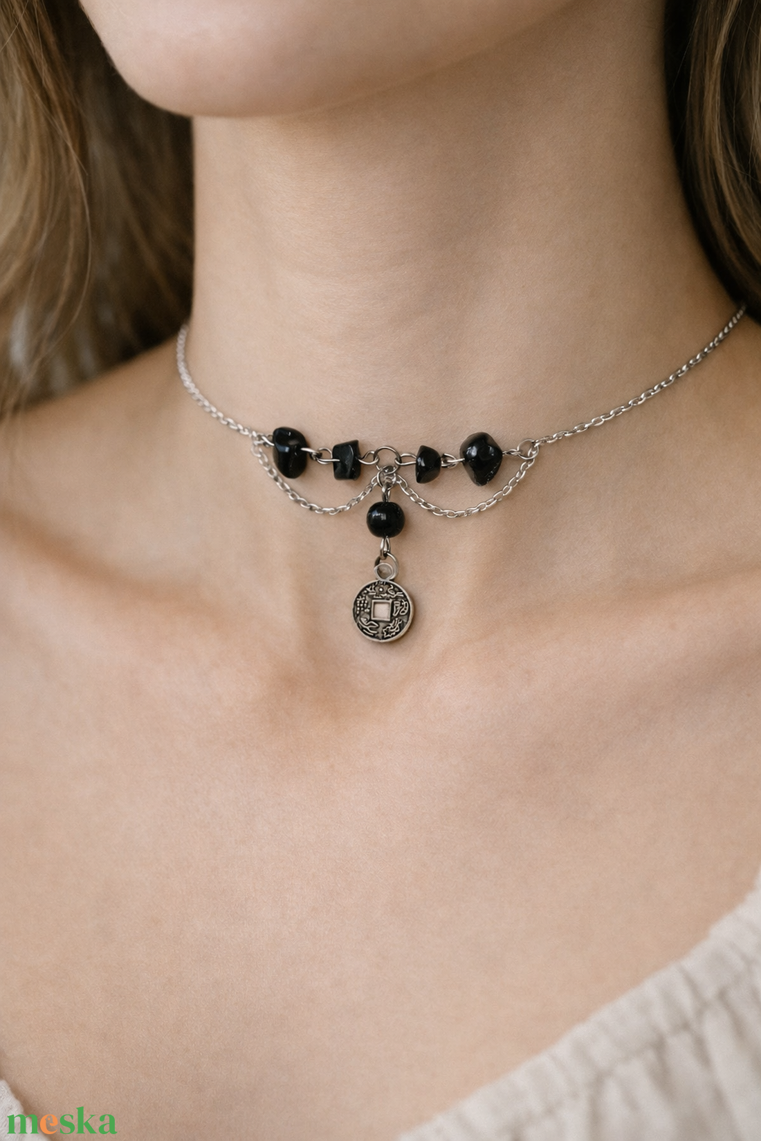 Ásványos choker medállal  - esküvő - ékszer - nyaklánc - Meska.hu