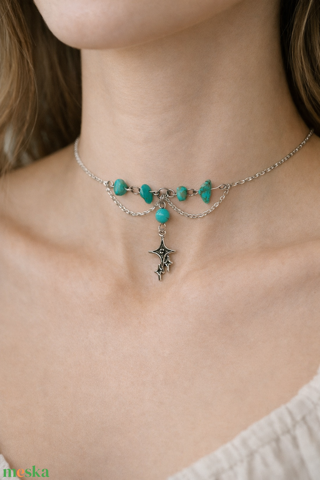 Ásványos choker medállal  - esküvő - ékszer - nyaklánc - Meska.hu