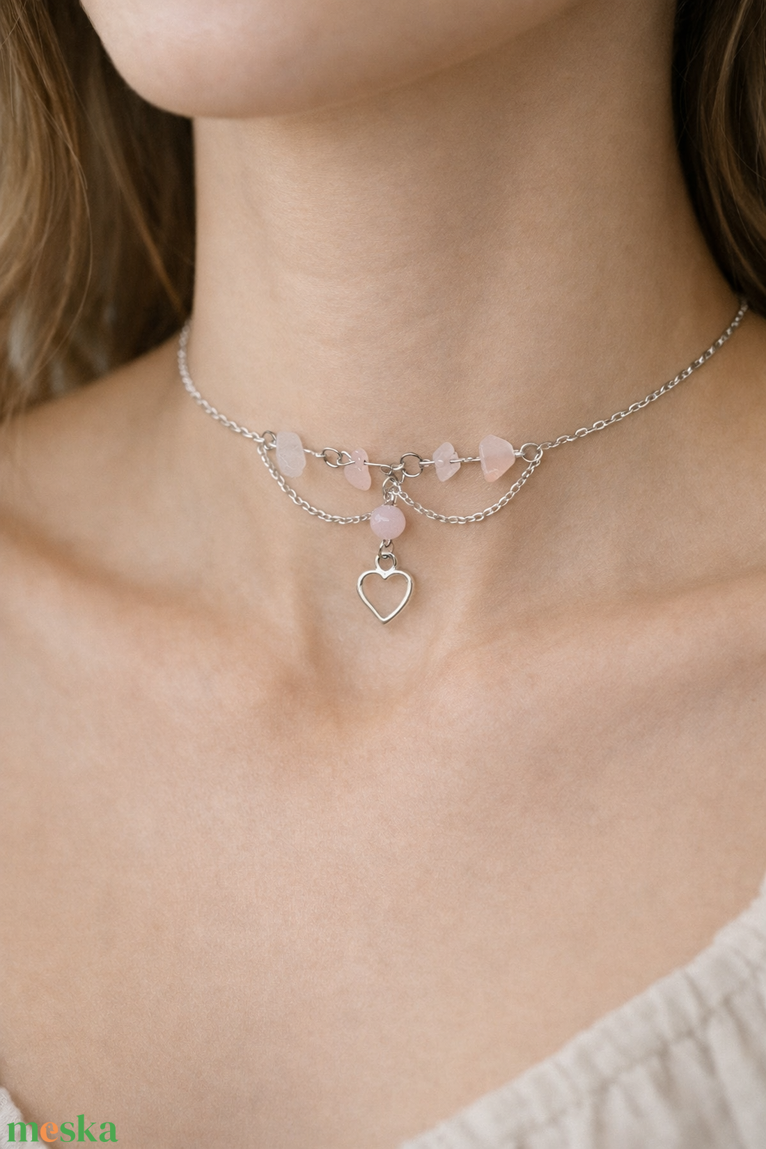 Ásványos choker medállal  - esküvő - ékszer - nyaklánc - Meska.hu