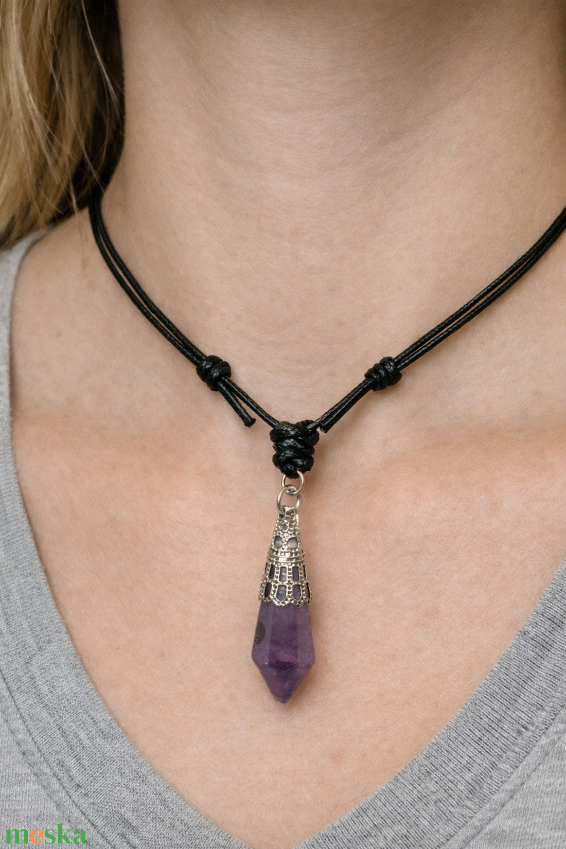 Állítható szíjas ásványos nyaklánc  - esküvő - ékszer - nyaklánc - Meska.hu