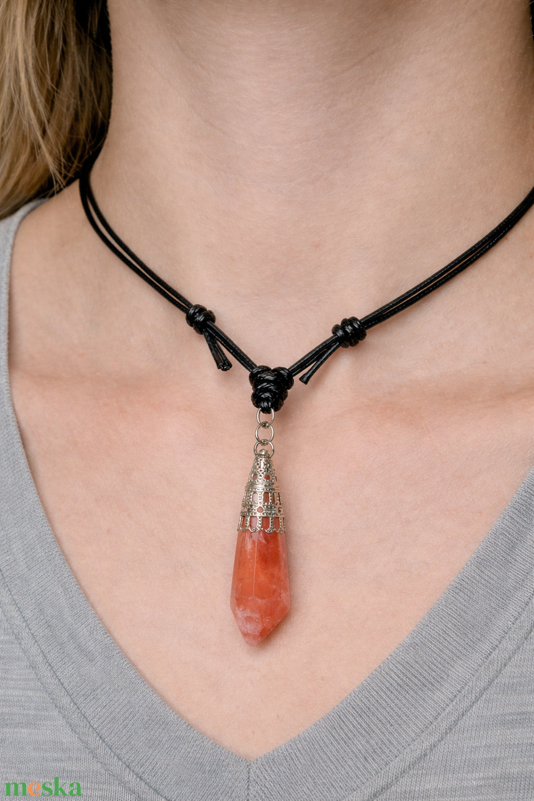 Ásványos állítható szíjas nyaklánc  - esküvő - ékszer - nyaklánc - Meska.hu