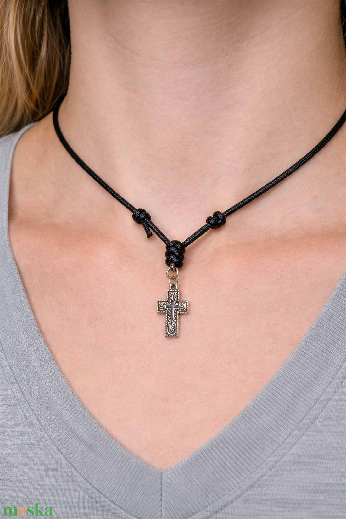 Állítható szíjas keresztes nyaklánc  - esküvő - ékszer - nyaklánc - Meska.hu