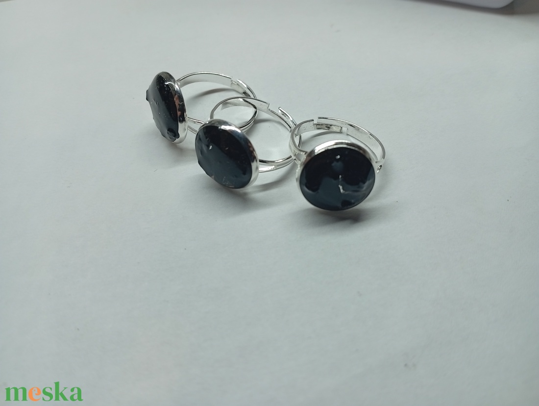 Obszidián gyűrű  - ékszer - gyűrű - üveglencsés gyűrű - Meska.hu