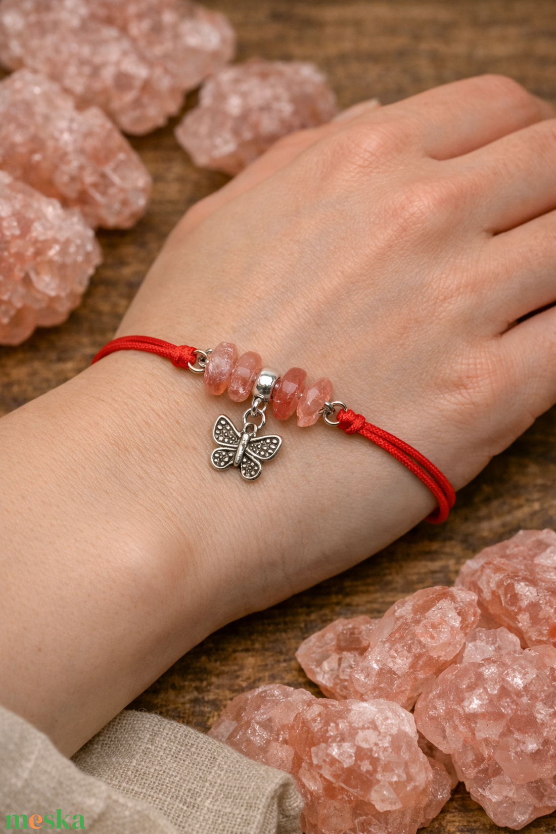 Ásványos karkötő medállal  - ékszer - karkötő - ásványkarkötő - Meska.hu