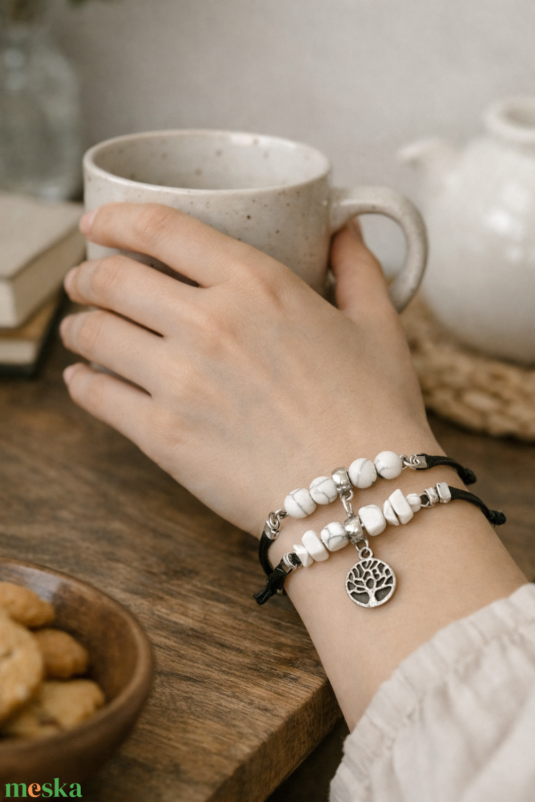 Ásványos karkötő medállal  - ékszer - karkötő - ásványkarkötő - Meska.hu