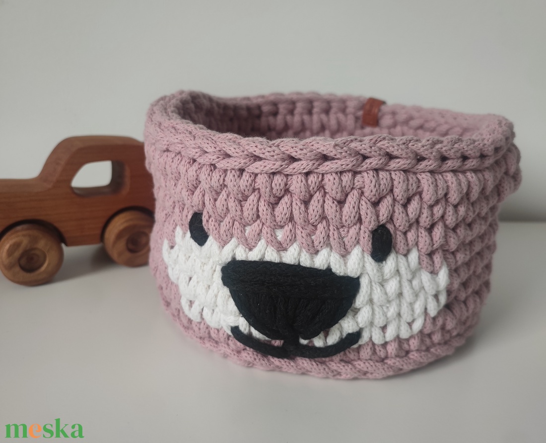Berry, a horgolt, füles mackó tároló  - otthon & életmód - fürdőszoba - fürdőszobai tároló - Meska.hu