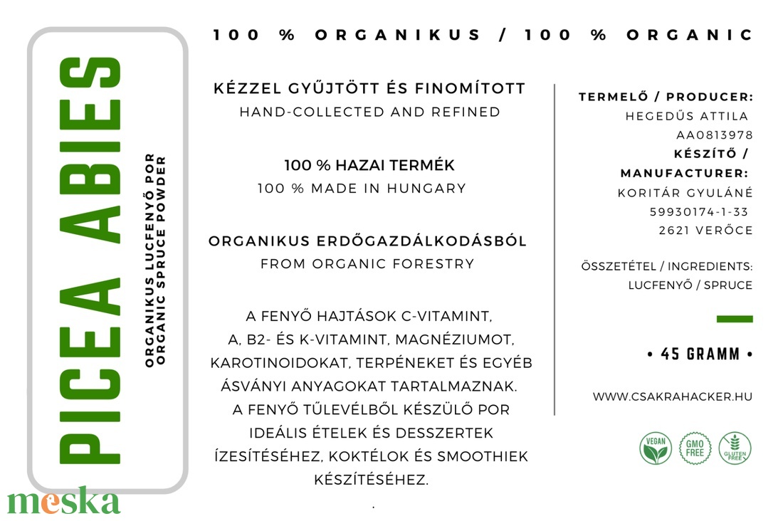 Organikus lucfenyő por 45 gramm - átmeneti készlethiány - élelmiszer - fűszer - Meska.hu