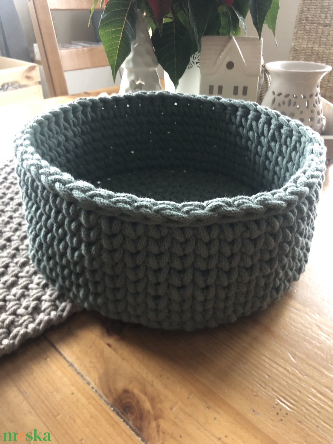 Horgolt kosár - otthon & életmód - dekoráció - asztal és polc dekoráció - horgolt & csipketerítő - Meska.hu