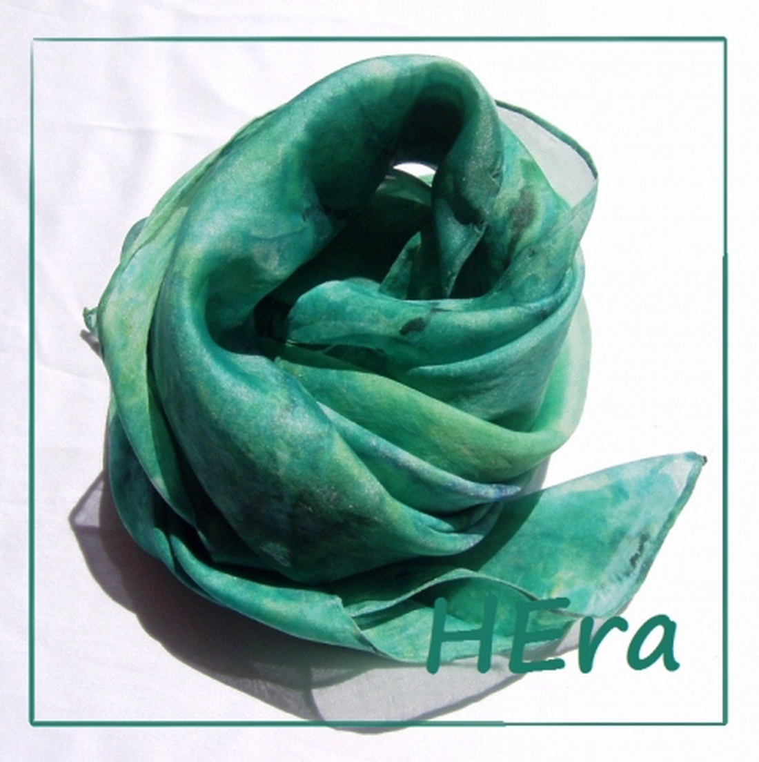 Zöld hernyóselyem kendő -  - Meska.hu