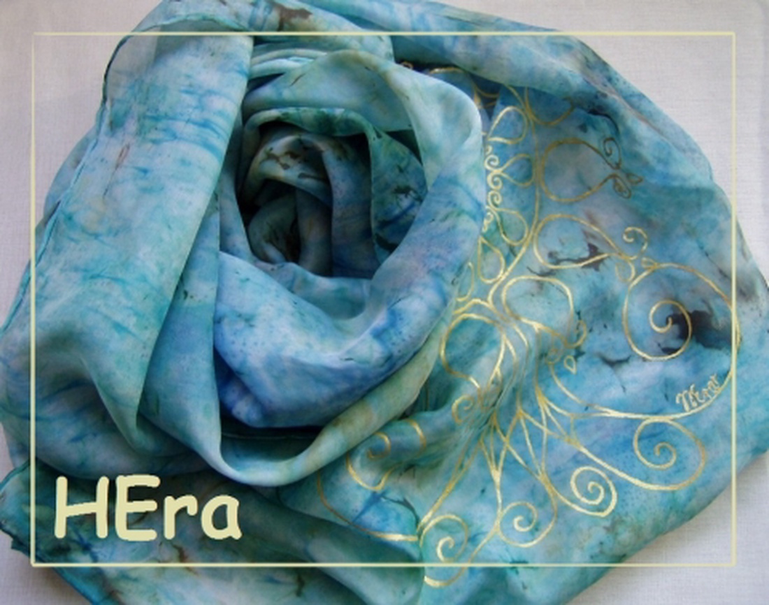 Tengerpart életfával hernyóselyem stóla -  - Meska.hu