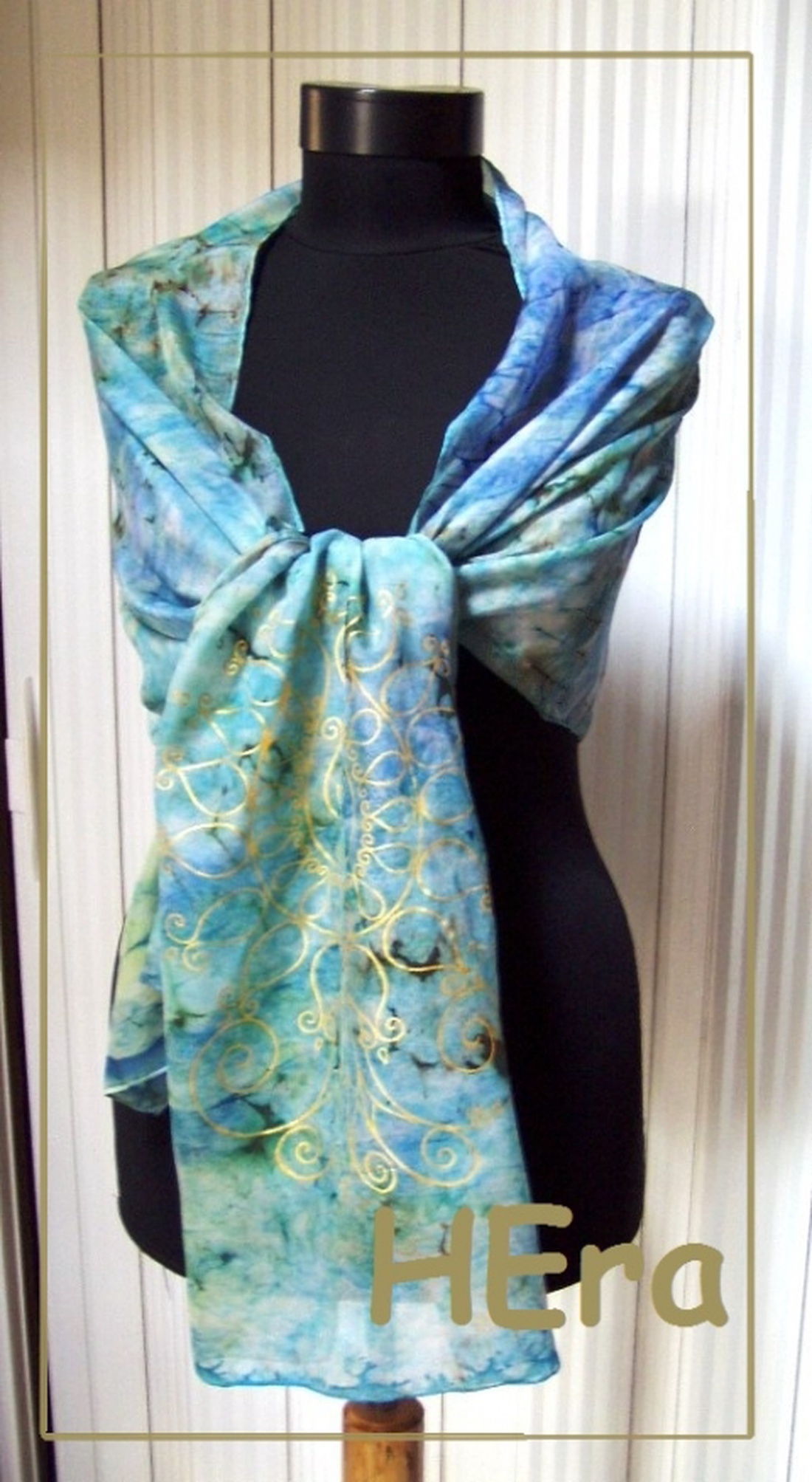 Tengerpart életfával hernyóselyem stóla -  - Meska.hu