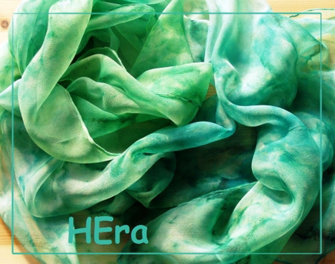 Türkiz zöld hernyóselyem stóla -  - Meska.hu