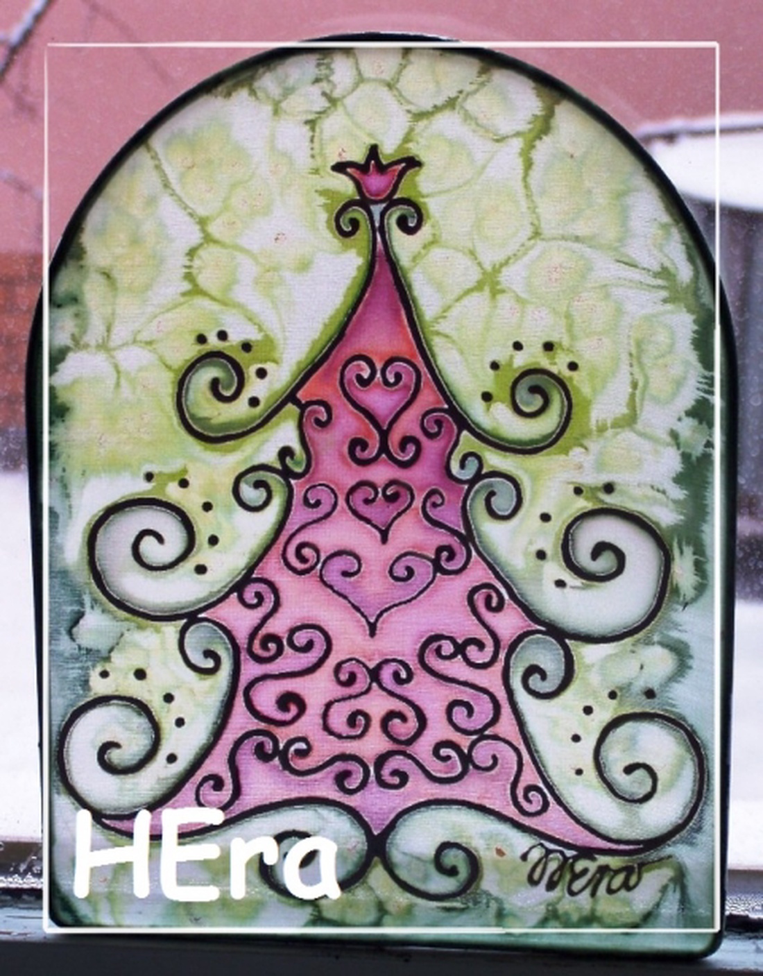 Ó szép fenyő selyem-ablakkép -  - Meska.hu