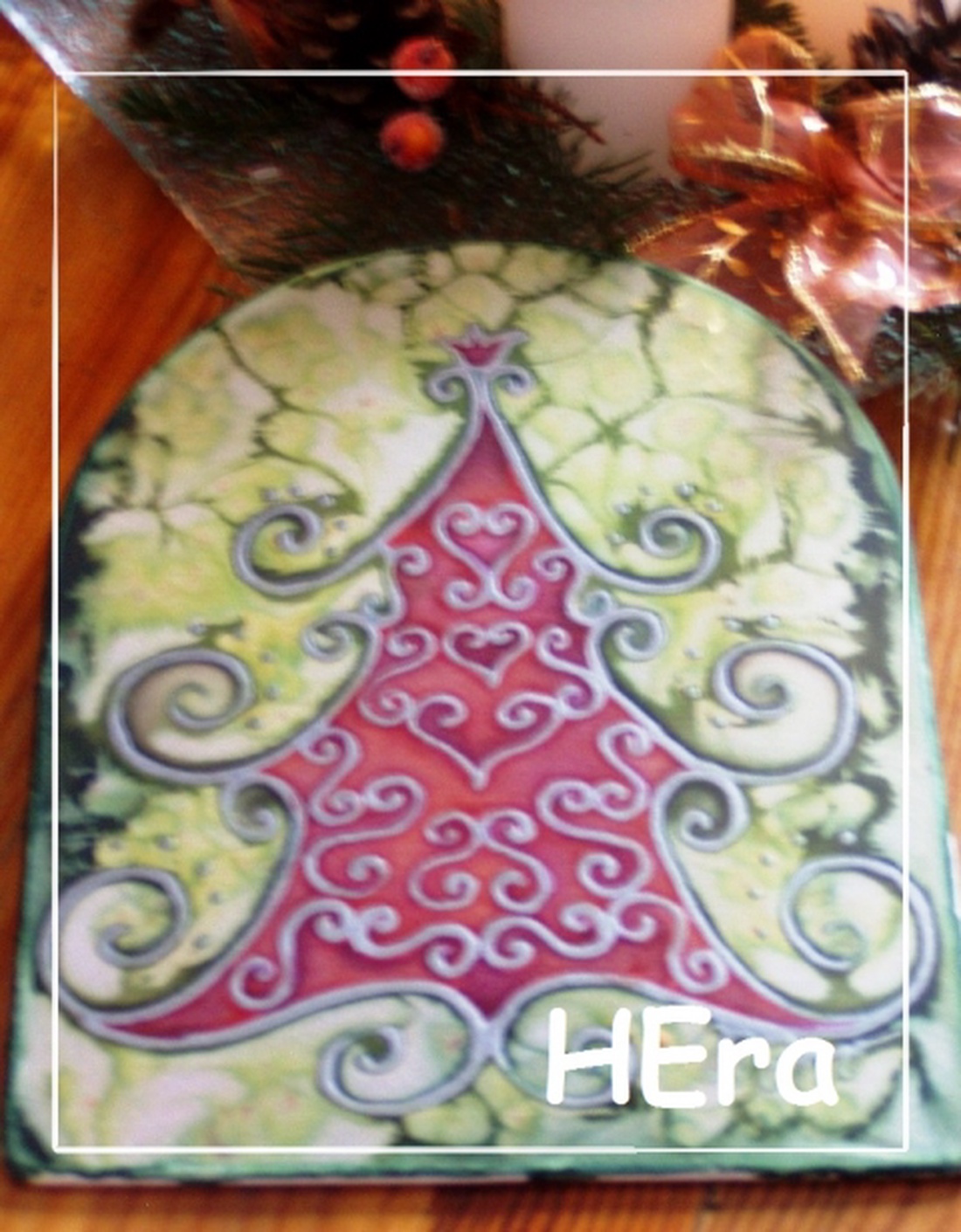 Ó szép fenyő selyem-ablakkép -  - Meska.hu