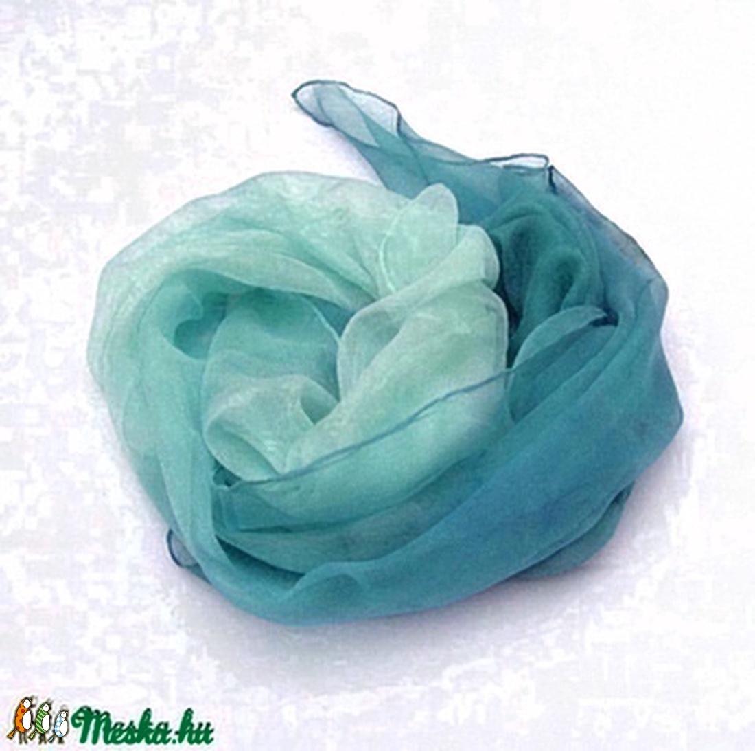 Kék lagúna hernyóselyem chiffon stóla - ruha & divat - sál, sapka, kendő - stóla - Meska.hu