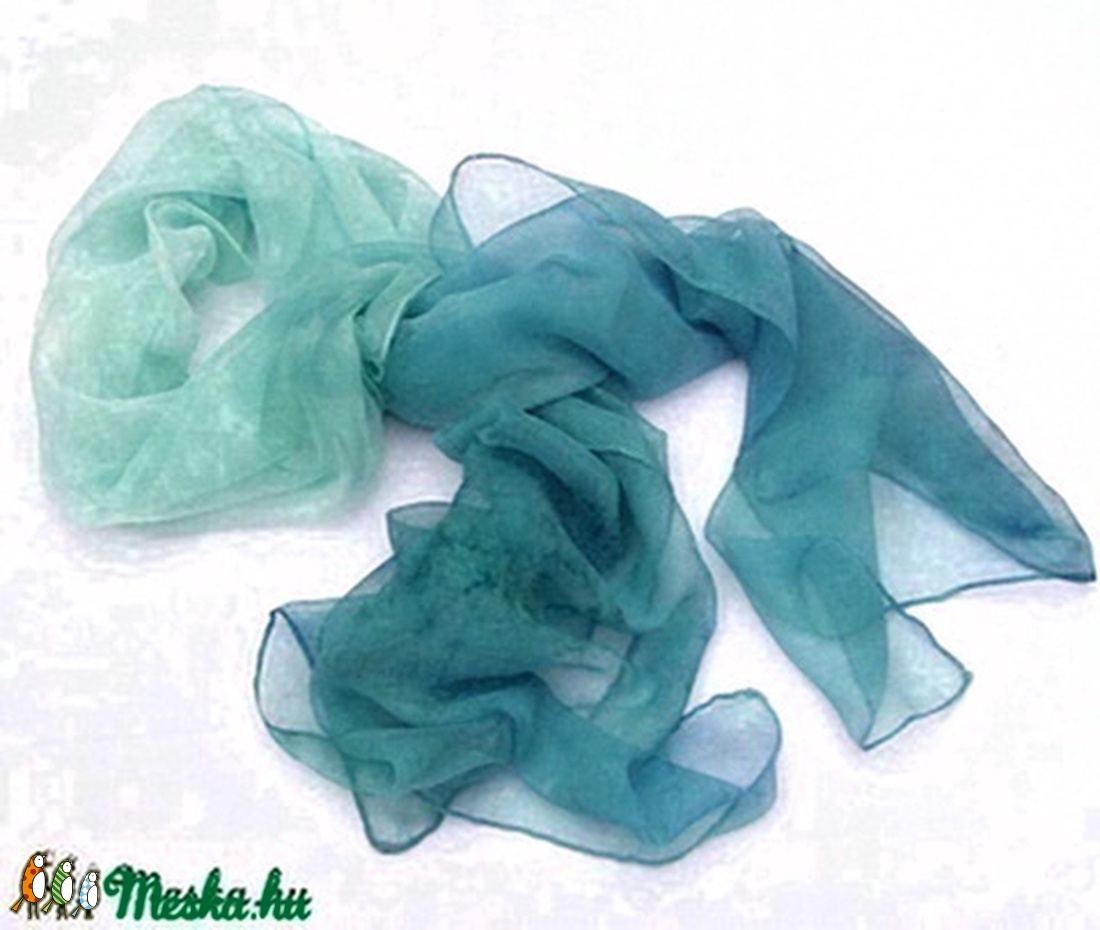 Kék lagúna hernyóselyem chiffon stóla - ruha & divat - sál, sapka, kendő - stóla - Meska.hu