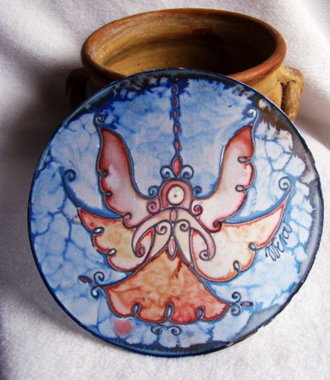 Őrangyal 2. selyem ablakkép -  - Meska.hu