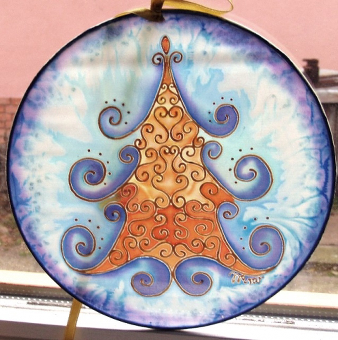 Fenyő ünneplőbe selyem ablakkép -  - Meska.hu