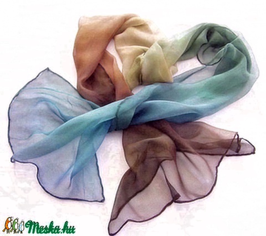   Geo ombré festésű hernyóselyem chiffon stóla - ruha & divat - sál, sapka, kendő - stóla - Meska.hu