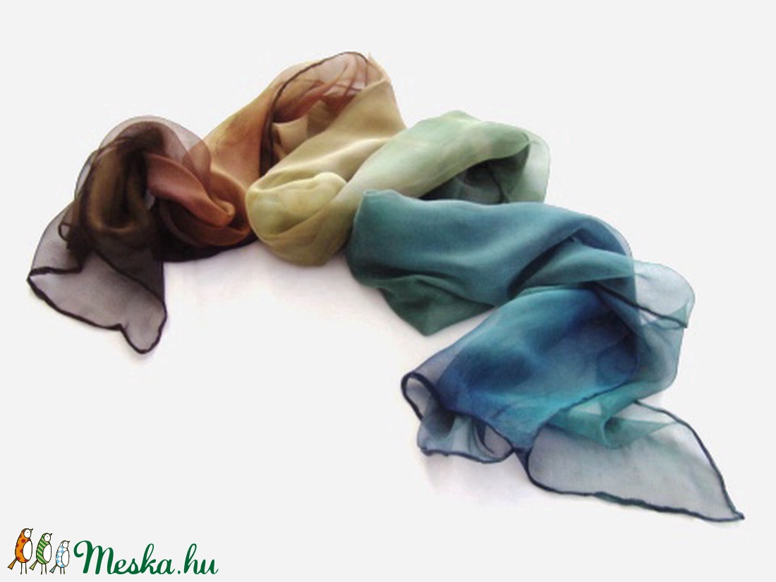   Geo ombré festésű hernyóselyem chiffon stóla - ruha & divat - sál, sapka, kendő - stóla - Meska.hu