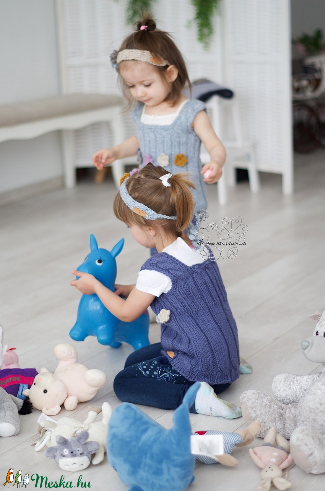 Kötött gyapjú kislány tunika mellény denim - - Meska.hu Kötött gyapjú kislány tunika mellény denim - - Meska.hu