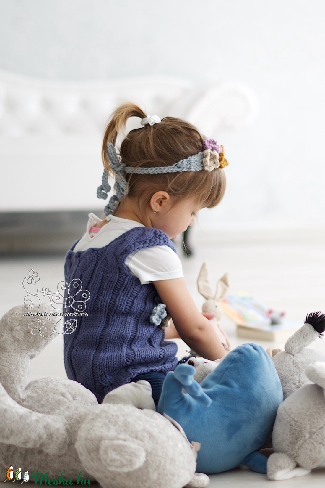 Kötött gyapjú kislány tunika mellény denim - - Meska.hu Kötött gyapjú kislány tunika mellény denim - - Meska.hu