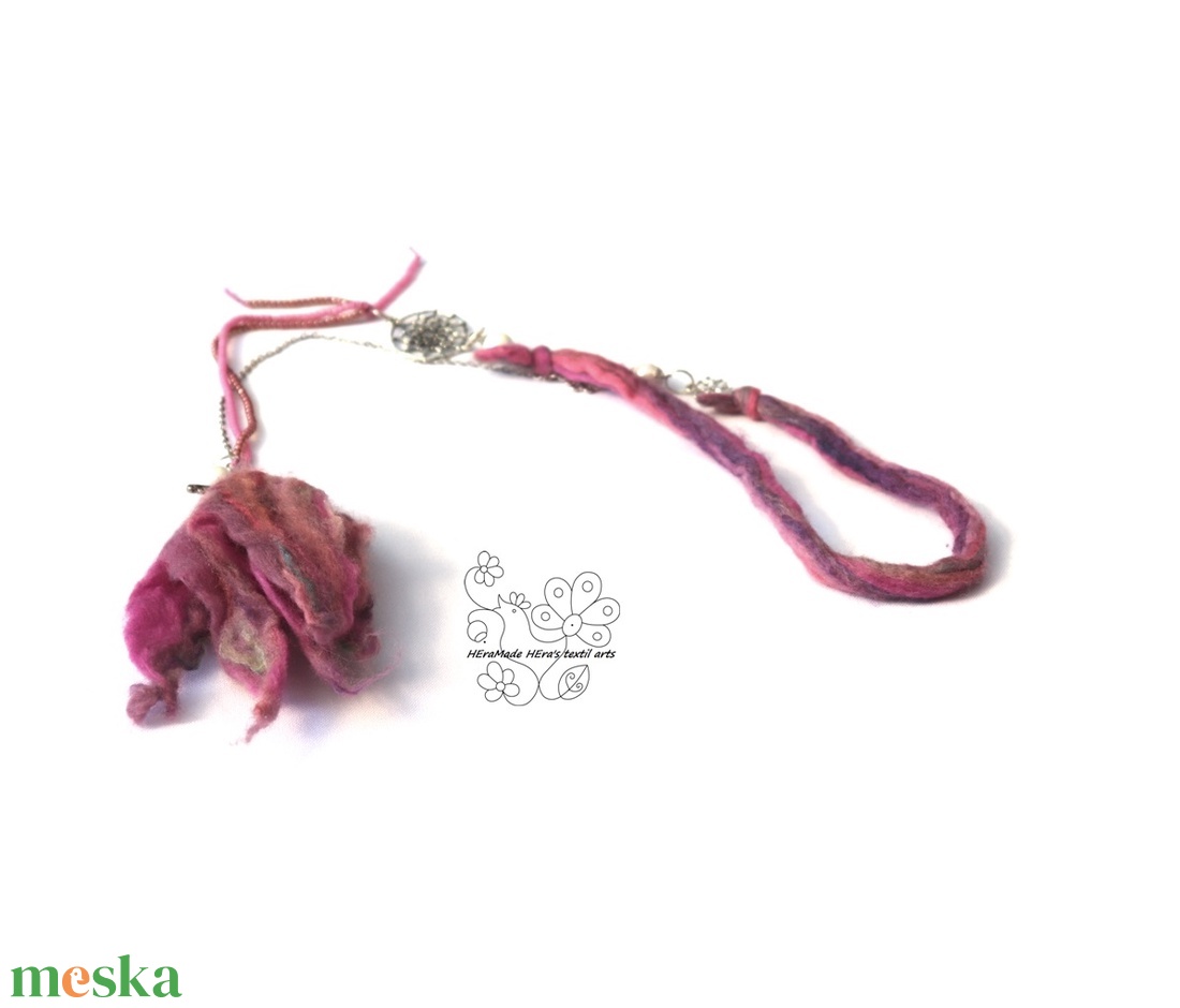 Angyal virág nemez nyaklánc rózsaszín pasztell - ékszer - nyaklánc - hosszú nyaklánc - Meska.hu