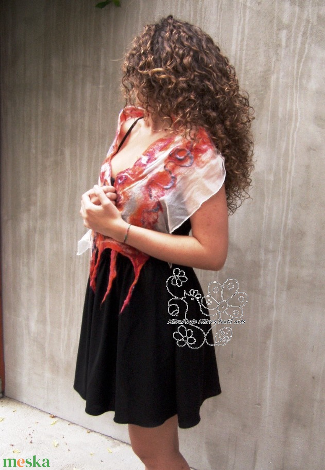 Türkizkék nemez sál - ruha & divat - sál, sapka, kendő - sál - Meska.hu