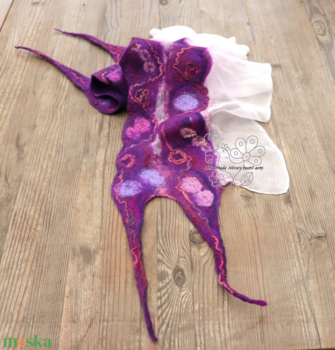 Türkizkék nemez sál - ruha & divat - sál, sapka, kendő - sál - Meska.hu