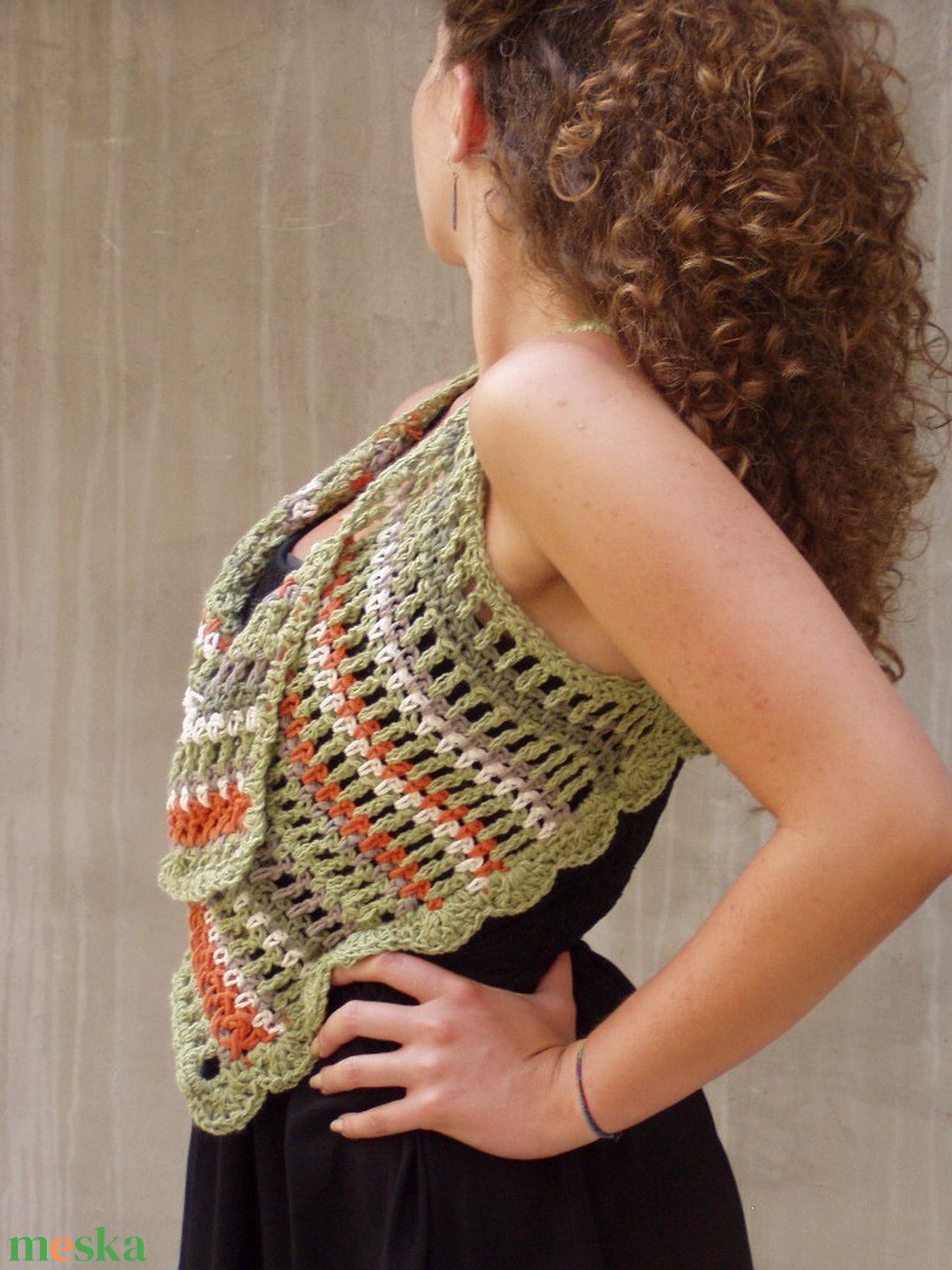 Pasztell bohém csíkos bolero mellény - ruha & divat - női ruha - bolero - Meska.hu