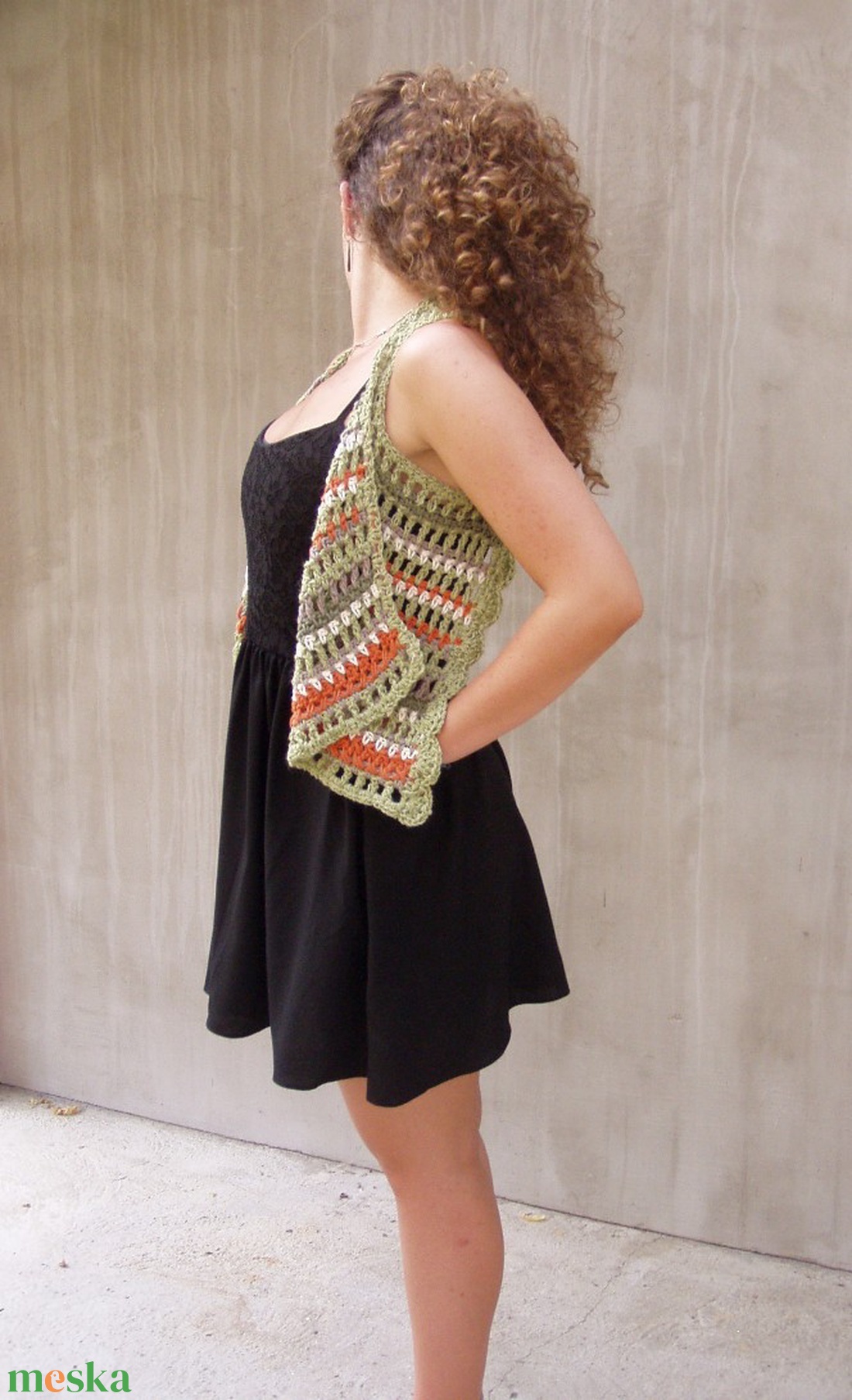 Pasztell bohém csíkos bolero mellény - ruha & divat - női ruha - bolero - Meska.hu