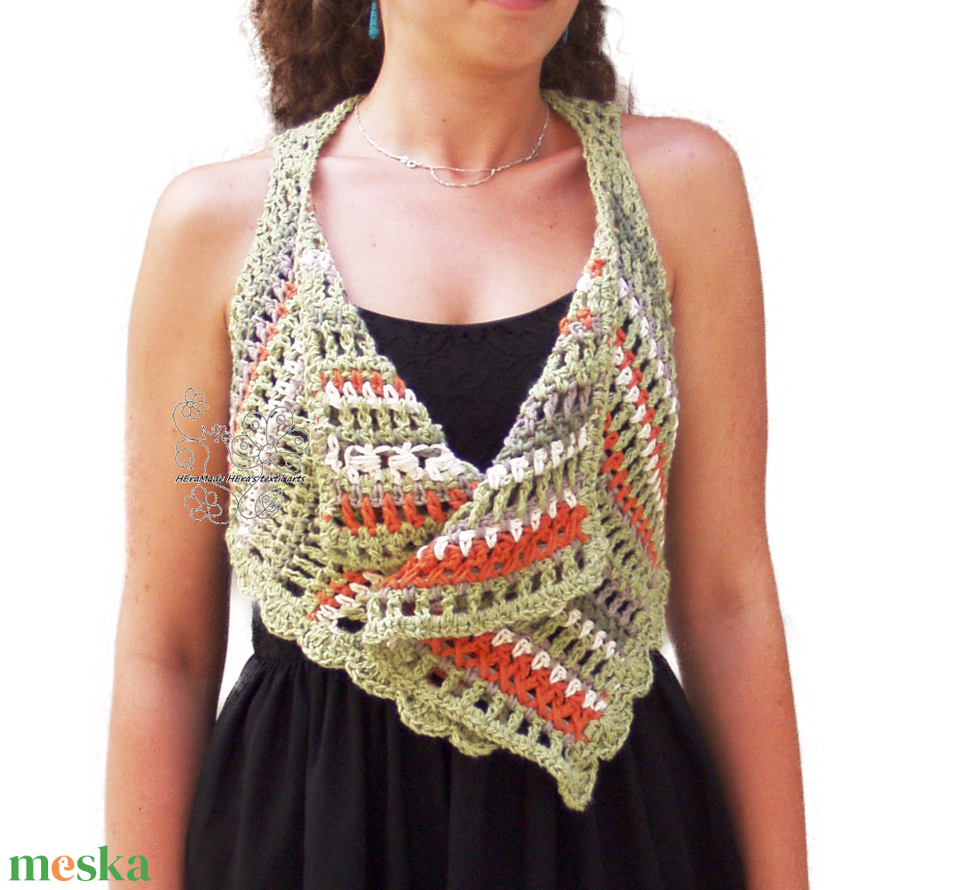 Pasztell bohém csíkos bolero mellény - ruha & divat - női ruha - bolero - Meska.hu