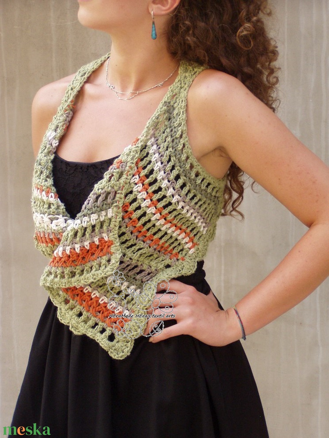 Pasztell bohém csíkos bolero mellény - ruha & divat - női ruha - bolero - Meska.hu