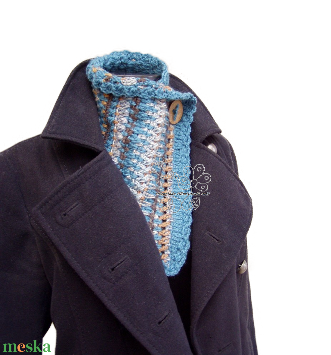 Horgolt nyakmelegítő, bohém nyakravaló sál öko gyapjúból - ruha & divat - sál, sapka, kendő - sál - Meska.hu