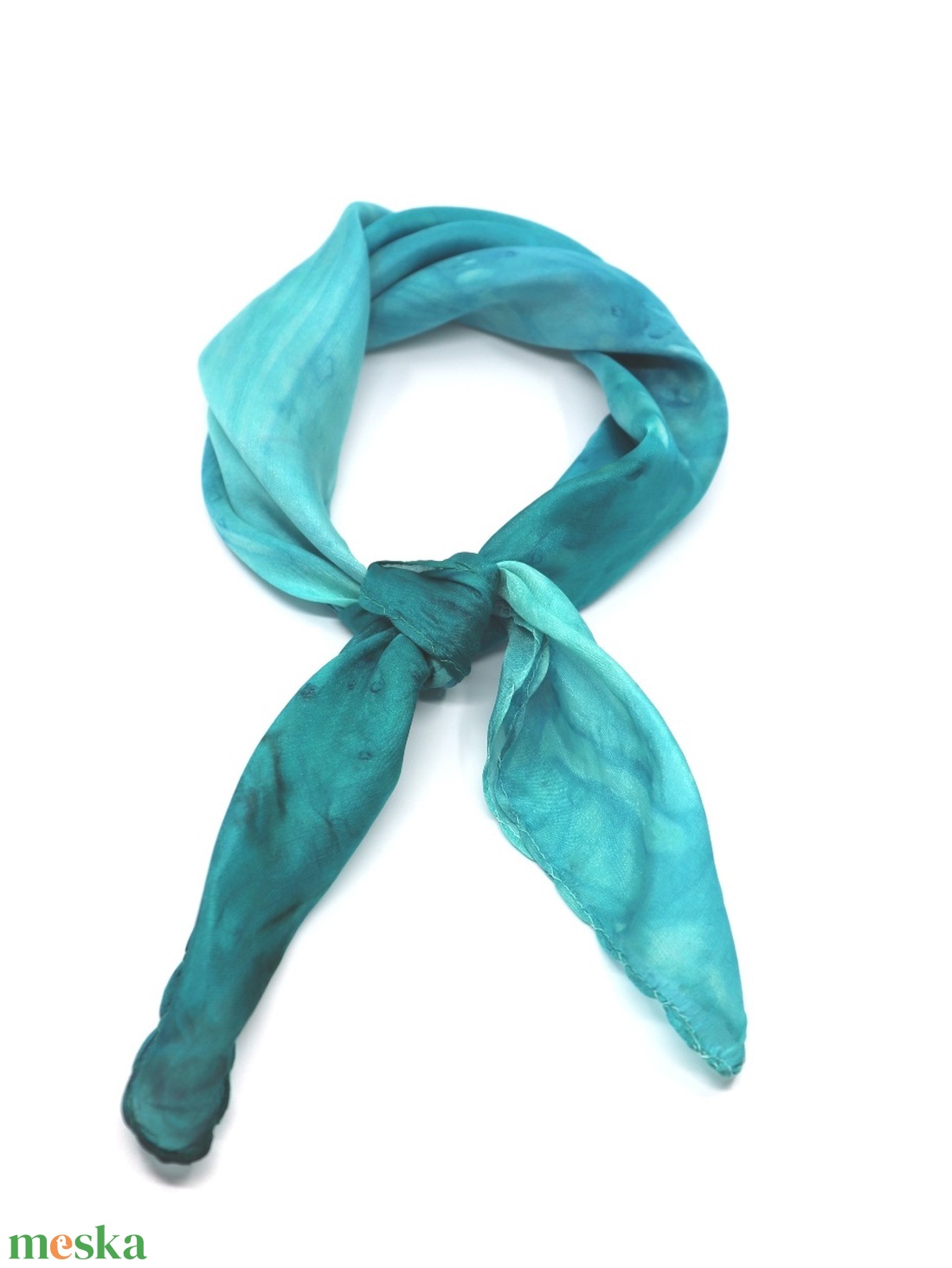 Türkiz színátmenetes ombre hernyóselyem női kendő - ruha & divat - sál, sapka, kendő - sál - Meska.hu