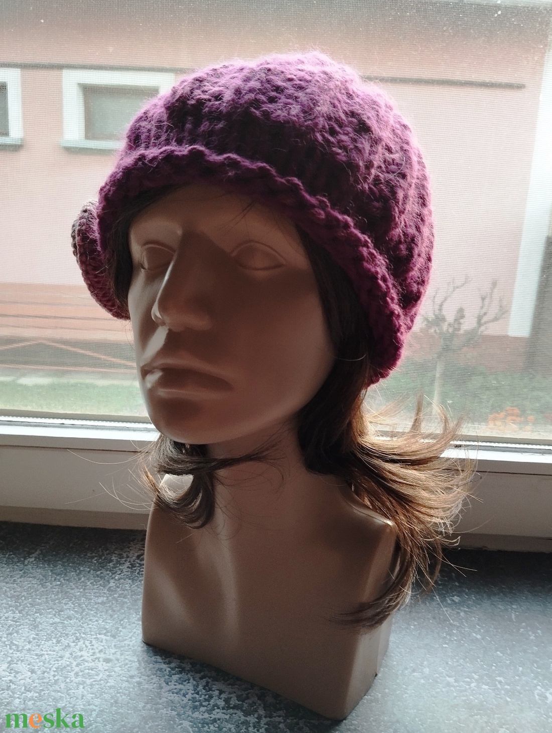 Bíbor vastag öko gyapjú női sapka kötött laza slouchy virággal - ruha & divat - sál, sapka, kendő - sapka - Meska.hu Bíbor vastag öko gyapjú női sapka kötött laza slouchy virággal - ruha & divat - sál, sapka, kendő - sapka - Meska.hu