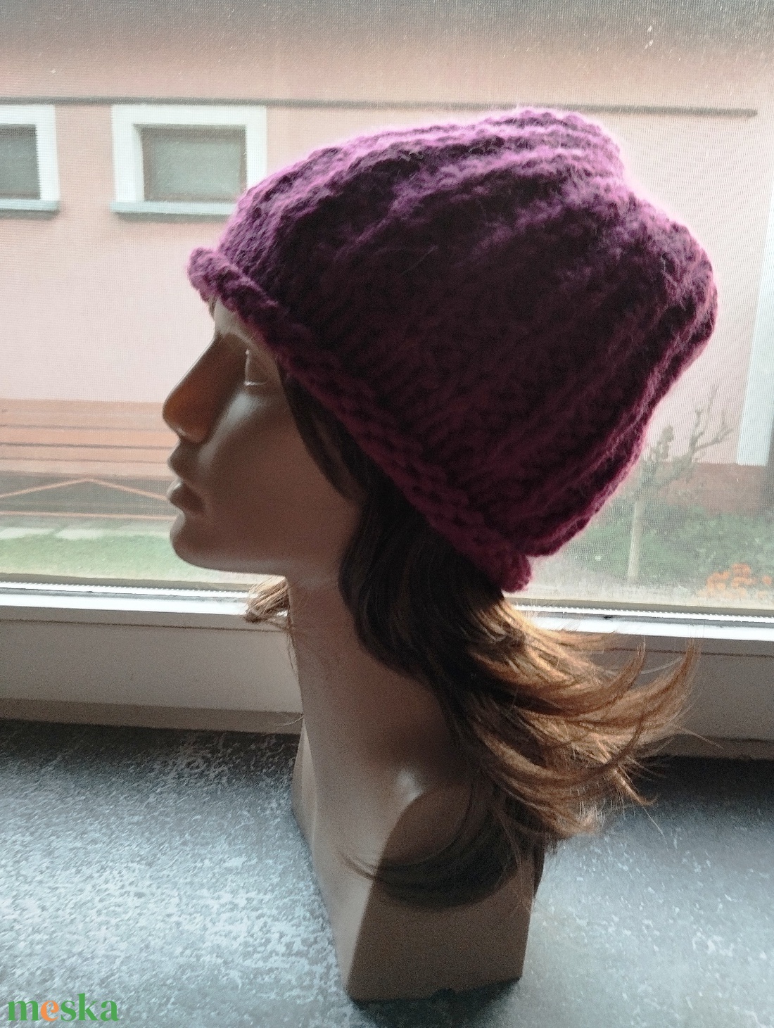 Bíbor vastag öko gyapjú női sapka kötött laza slouchy virággal - ruha & divat - sál, sapka, kendő - sapka - Meska.hu Bíbor vastag öko gyapjú női sapka kötött laza slouchy virággal - ruha & divat - sál, sapka, kendő - sapka - Meska.hu