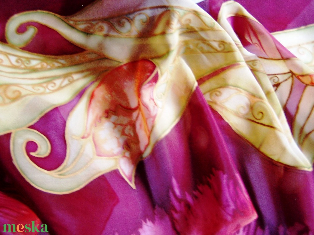 Tulipánok hernyóselyem stóla - ruha & divat - sál, sapka, kendő - stóla - Meska.hu