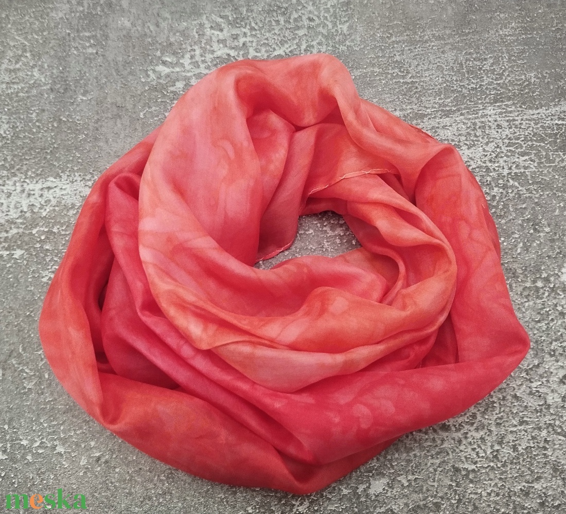 Korall hernyóselyem sál női stóla - ruha & divat - sál, sapka, kendő - sál - Meska.hu