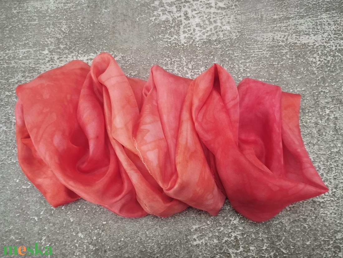 Korall hernyóselyem sál női stóla - ruha & divat - sál, sapka, kendő - sál - Meska.hu