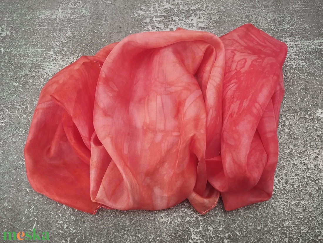 Korall hernyóselyem sál női stóla - ruha & divat - sál, sapka, kendő - sál - Meska.hu