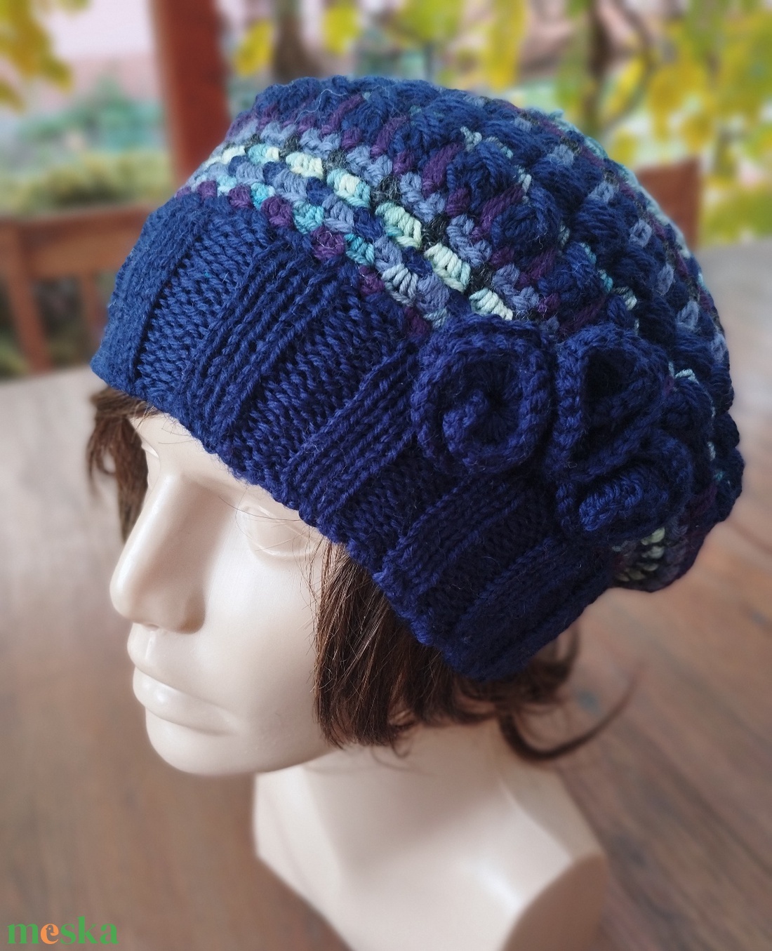 Vadszilva laza női barett sapka horgolt boho slouchy puha gyapjúból - ruha & divat - sál, sapka, kendő - sapka - Meska.hu